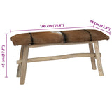 Bench Goatskin Leather Teak - Low Angle