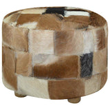 Pouffe Goatskin Leather Round 50x50x45 cm