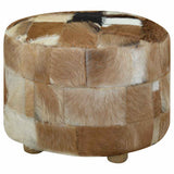 Pouffe Goatskin Leather Round 50x50x45 cm