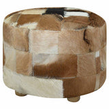 Pouffe Goatskin Leather Round 50x50x45 cm - 45-Degree Angle