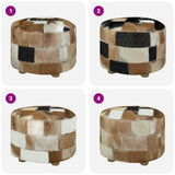Pouffe Goatskin Leather Round 50x50x45 cm