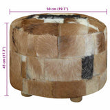 Pouffe Goatskin Leather Round 50x50x45 cm - Low Angle