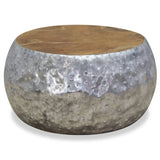 Coffee Table Aluminium Teak 60x60x30 cm - Front View