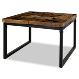 Coffee Table Teak Resin 60x60x40 cm Black and Brown - Front View