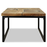 Coffee Table Teak Resin 60x60x40 cm Black and Brown - Rear View