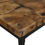 Coffee Table Teak Resin 60x60x40 cm Black and Brown - Low Angle