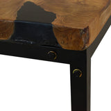 Coffee Table Teak Resin 60x60x40 cm Black and Brown