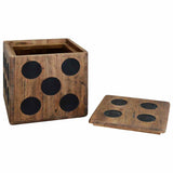 Storage Box Mindi Wood 40x40x40 cm Dice Design - Front View