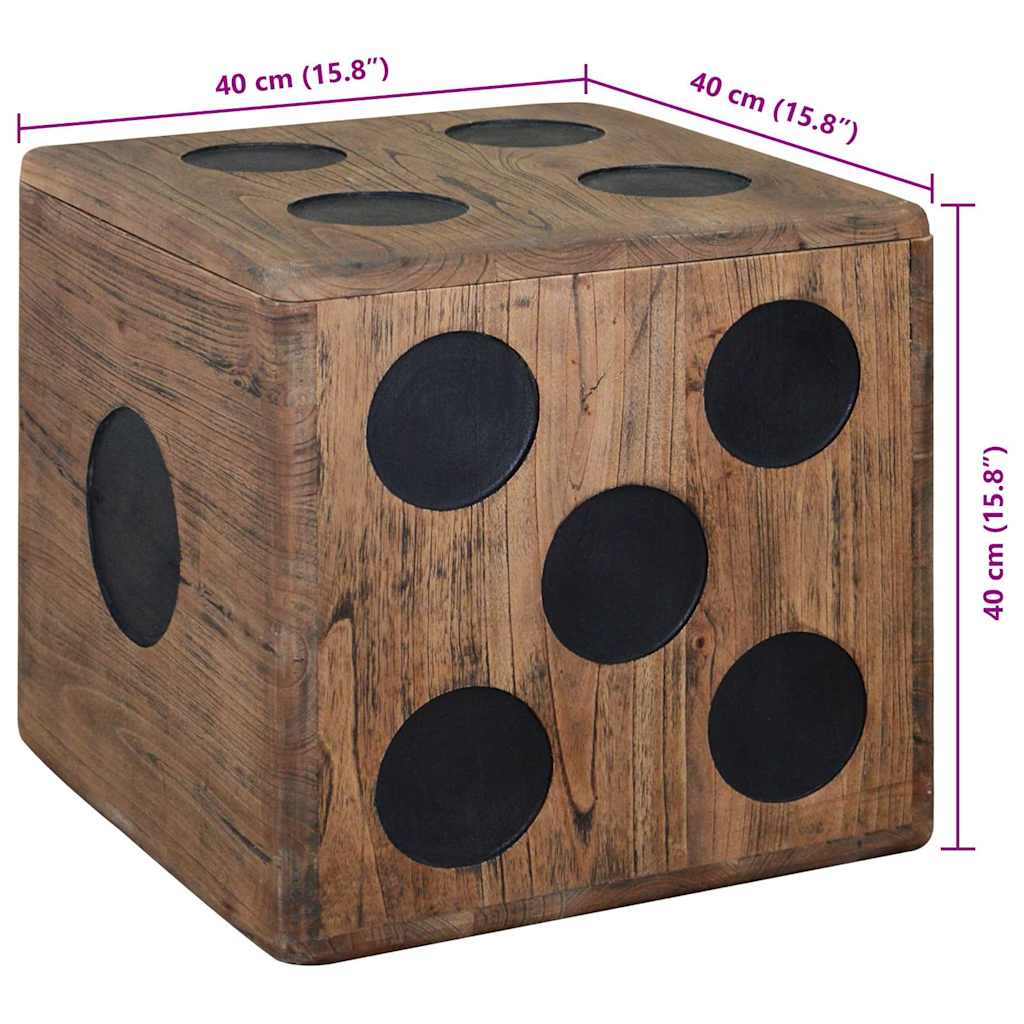 Storage Box Mindi Wood 40x40x40 cm Dice Design