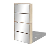 Shoe Cabinet 4-Layer Mirror Oak 63x17x134 cm - Front View