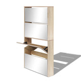 Shoe Cabinet 4-Layer Mirror Oak 63x17x134 cm - Side View