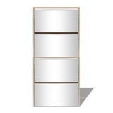 Shoe Cabinet 4-Layer Mirror Oak 63x17x134 cm - Top-Down View