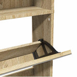 Shoe Cabinet 4-Layer Mirror Oak 63x17x134 cm - Close-Up Angle