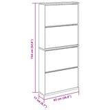 Shoe Cabinet 4-Layer Mirror Oak 63x17x134 cm - Low Angle