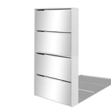 Shoe Cabinet 4-Layer Mirror White 63x17x134 cm - Front View
