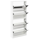 Shoe Cabinet 4-Layer Mirror White 63x17x134 cm