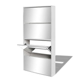Shoe Cabinet 4-Layer Mirror White 63x17x134 cm - Side View