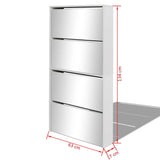 Shoe Cabinet 4-Layer Mirror White 63x17x134 cm - 45-Degree Angle