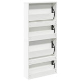 Shoe Cabinet 4-Layer Mirror White 63x17x134 cm - Rear View