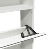 Shoe Cabinet 4-Layer Mirror White 63x17x134 cm - Close-Up Angle