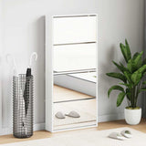 Shoe Cabinet 4-Layer Mirror White 63x17x134 cm
