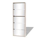Shoe Cabinet 5-Layer Mirror Oak 63x17x169,5 cm