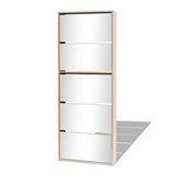 Shoe Cabinet 5-Layer Mirror Oak 63x17x169.5 cm - Front View
