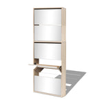 Shoe Cabinet 5-Layer Mirror Oak 63x17x169,5 cm
