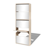 Shoe Cabinet 5-Layer Mirror Oak 63x17x169.5 cm - Side View