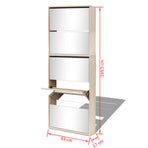 Shoe Cabinet 5-Layer Mirror Oak 63x17x169,5 cm