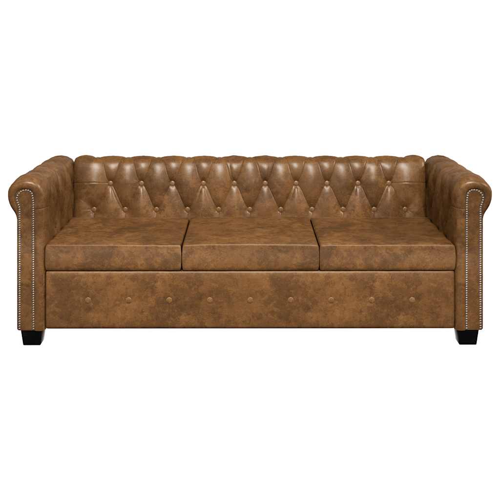 Chesterfield 2-Seater and 3-Seater Sofa Set Brown
