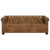 Chesterfield 2-Seater and 3-Seater Sofa Set Brown - 45-Degree Angle