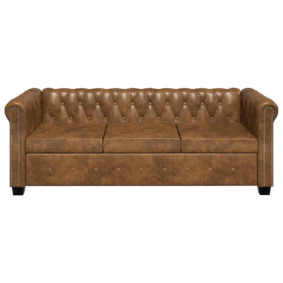 Chesterfield 2-Seater and 3-Seater Sofa Set Brown