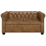 Chesterfield 2-Seater and 3-Seater Sofa Set Brown - Rear View