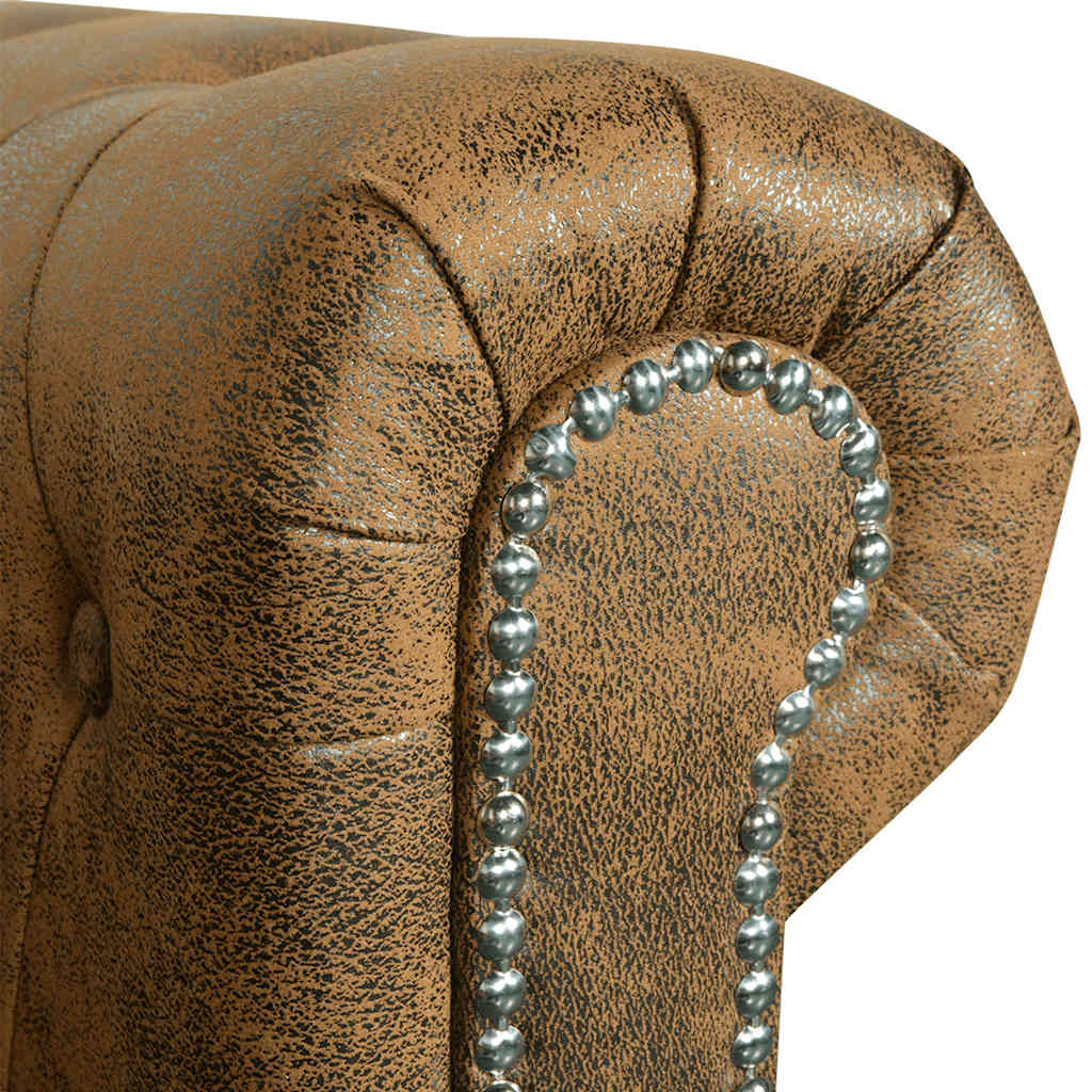 Chesterfield 2-Seater and 3-Seater Sofa Set Brown