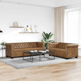 Chesterfield 2-Seater and 3-Seater Sofa Set Brown