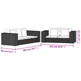 2-Seater and 3-Seater Sofa Set Real Rattan
