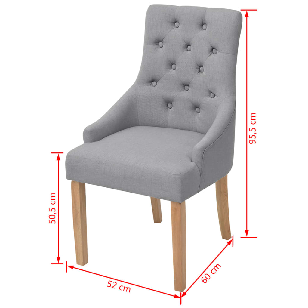 Dining Chairs 6 pcs Light Grey Fabric