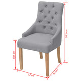 Dining Chairs 6 pcs Light Grey Fabric - Rear View