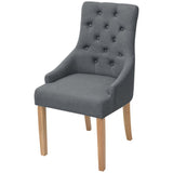 Dining Chairs 4 pcs Dark Grey Fabric - Front View