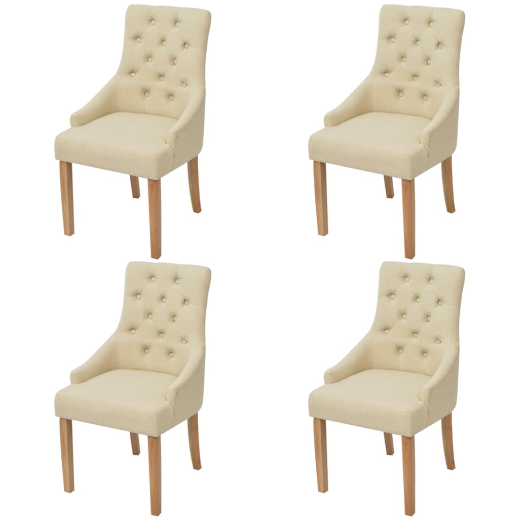 Dining Chairs 4 pcs Cream Fabric