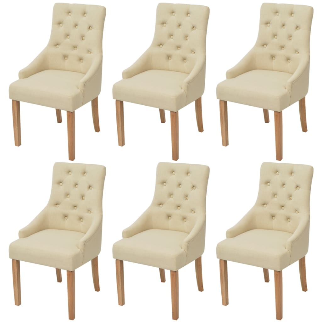 Dining Chairs 6 pcs Cream Fabric