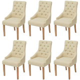 Dining Chairs 6 pcs Cream Fabric