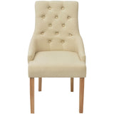 Dining Chairs 6 pcs Cream Fabric - Side View