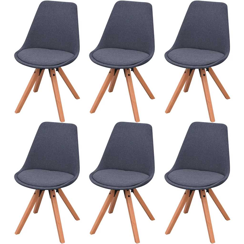 Dining Chairs 6 pcs Dark Grey Fabric