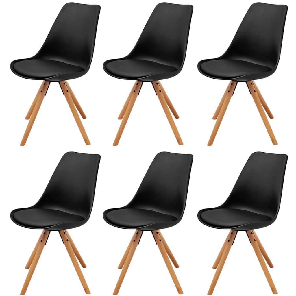 Dining Chairs 6 pcs Black Faux Leather