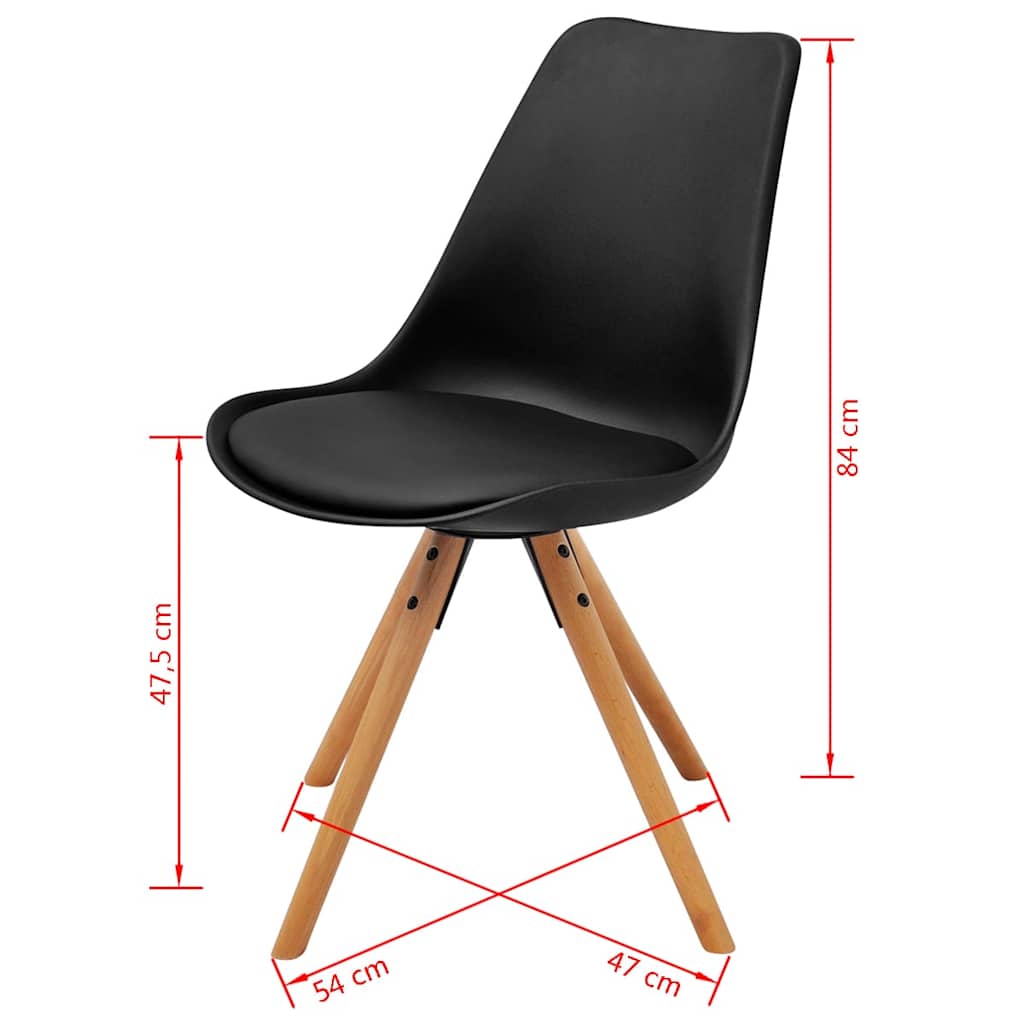 Dining Chairs 6 pcs Black Faux Leather