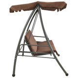 Outdoor Swing Bench with Canopy Coffee - Top-Down View