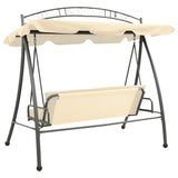 Outdoor Convertible Swing Bench with Canopy Sand White - Top-Down View