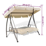 Outdoor Convertible Swing Bench with Canopy Sand White - Rear View